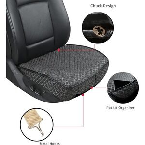 2- Car Seat Cover Pad Protector Mat Non Slip with Pocket Organizer Gray